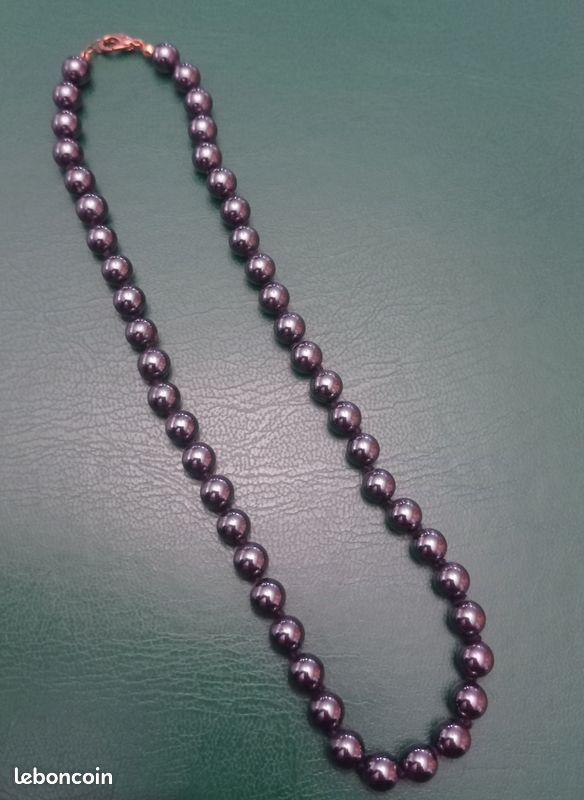 Parure perles hématites et perles pierres naturelles (collier +bracelet) neuf (image 2)