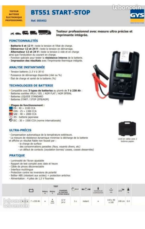 Vend testeur batterie alternateur PRO. NEUF (image 2)