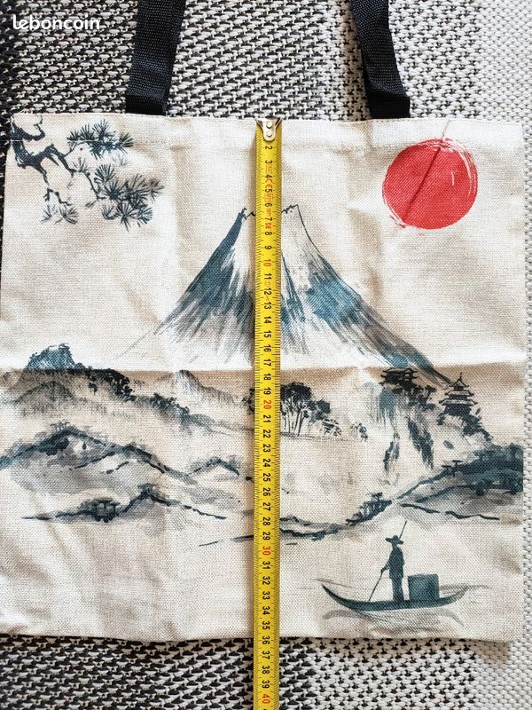 Tote bag japonais motif peinture l'encre traditionnel (image 4)