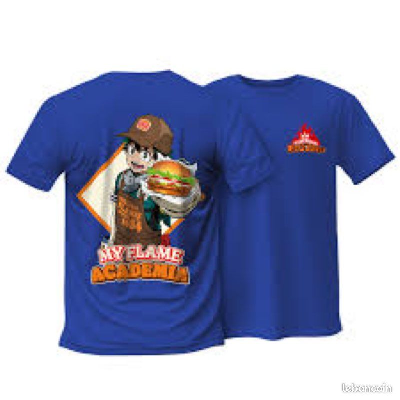 T-shirt Collector My Flame Academia X Burger King - Personnage Deku - Taille M - Bleu - Neuf