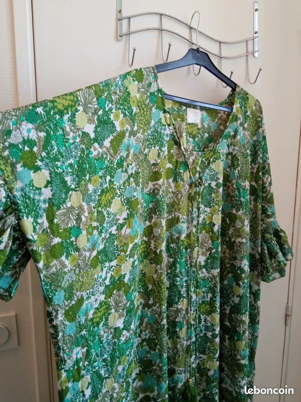 Robe Maternité Melba Verte à Fleurs, Manches Courtes, Taille 10 - Neuf Avec étiquette