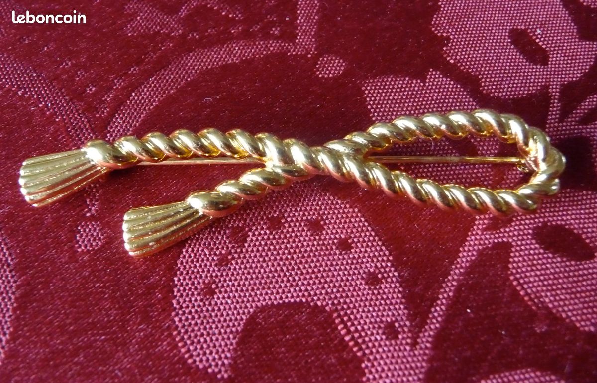 Broche Vintage Signée Monet, Plaqué Or Jaune, Occasion, Bijou Rétro élégant