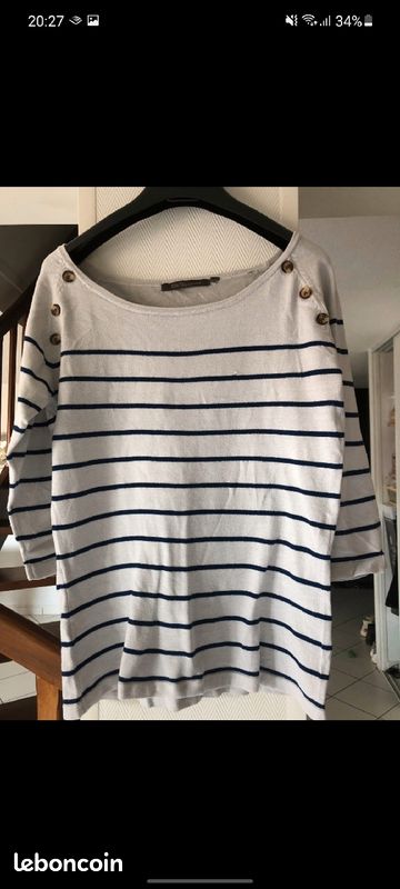 Pull marinière manches 3/4 (image 1)
