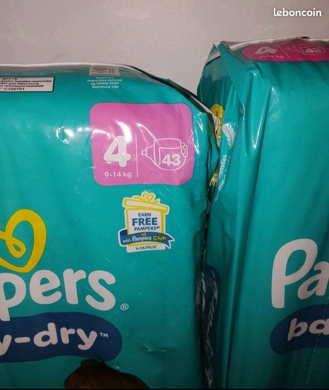 Lot de 2 paquets couches pampers taille 4 (image 2)
