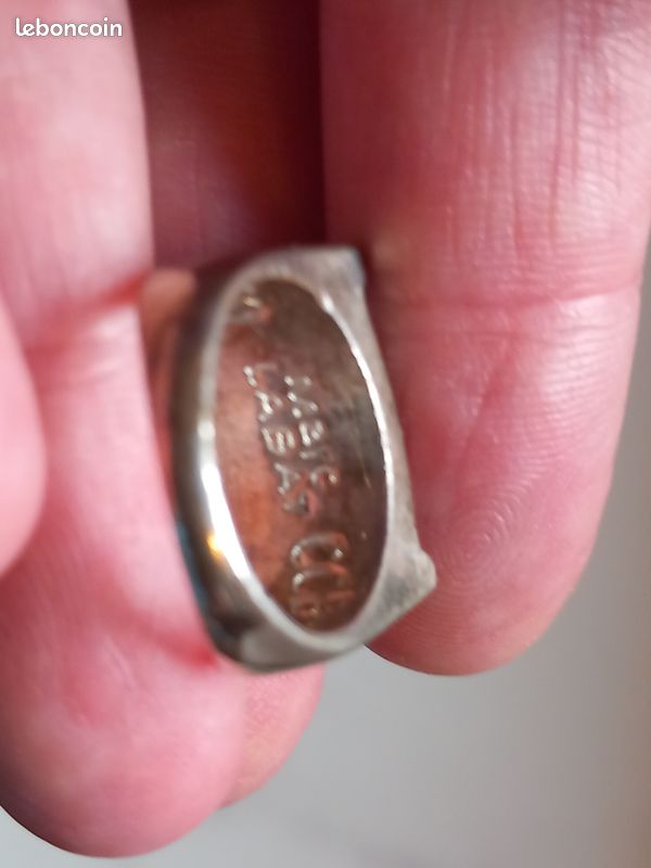 Bague Vintage Argentée Taille 56 Du Créateur MARC LABAT - Verre Vert (occasion Parfaite)
