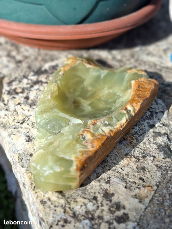 Cendrier / vide-poche vintage en onyx vert – pierre naturelle (image 3)