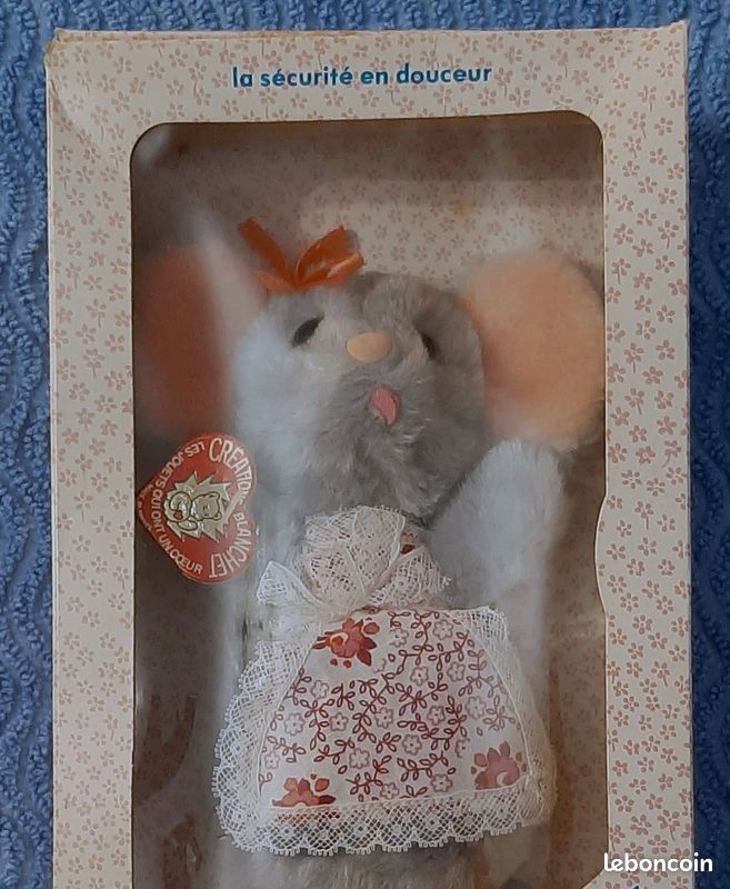 Peluche vintage souris rose arc en ciel Happy Mates années 80