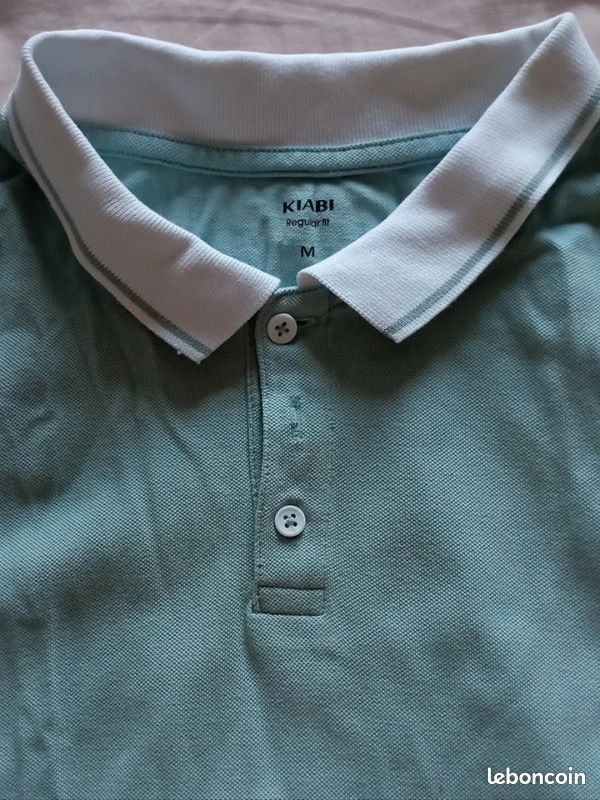 Polo vert d'eau et blanc (image 3)