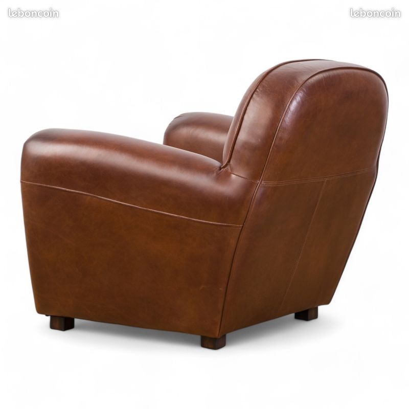 Fauteuil Club cuir vintage marron "Charlot" Neuf (image 5)