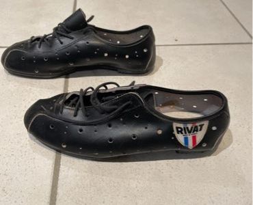 Chaussures Cyclisme Vintage Rivat - Années 50/60 - Taille 38 - Tout Cuir - Made In France (TBE)