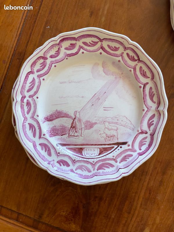 13 assiettes à décor biblique 19e siècle ou avant (18e) attribution Saint Omer (image 9)
