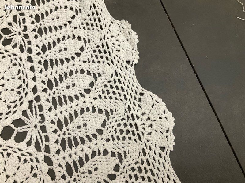 Nappe ancienne lin et dentelle - France