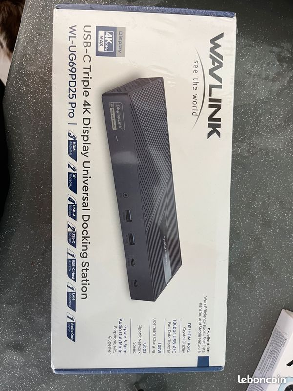 Station d'Accueil USB-C WAVLINK Triple Écran 4K - Neuve Sous Blister (image 1)