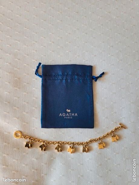 Bracelet à Breloques Agatha Vintage - Thème Ancre Marine En Métal Doré - Occasion