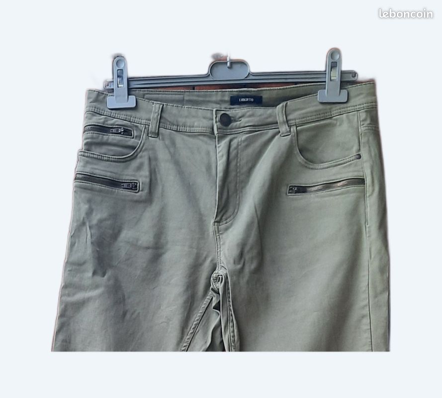 Jean Kaki Taille 42 Femme - Occasion Très Bon état, Coupe Classique, Tissu Stretch Coton