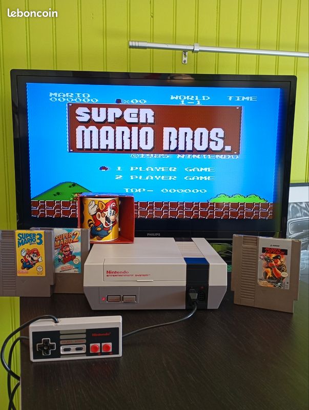 Nintendo NES complète révisée Mario 1/2/3 Duck Hunt Rush'n