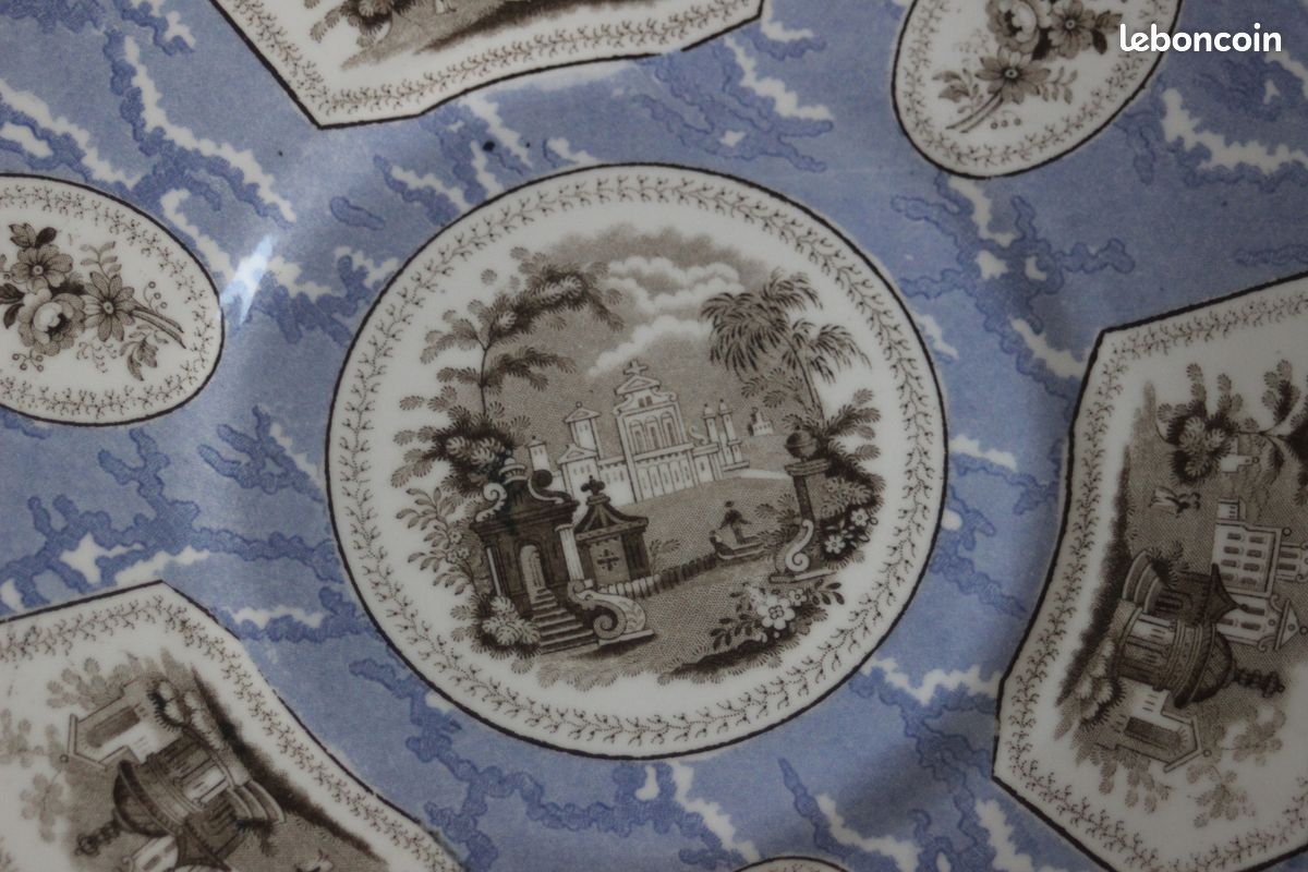 Rare plateau, plat, en porcelaine Creil Montereau, Napoléon III XIXe (image 2)