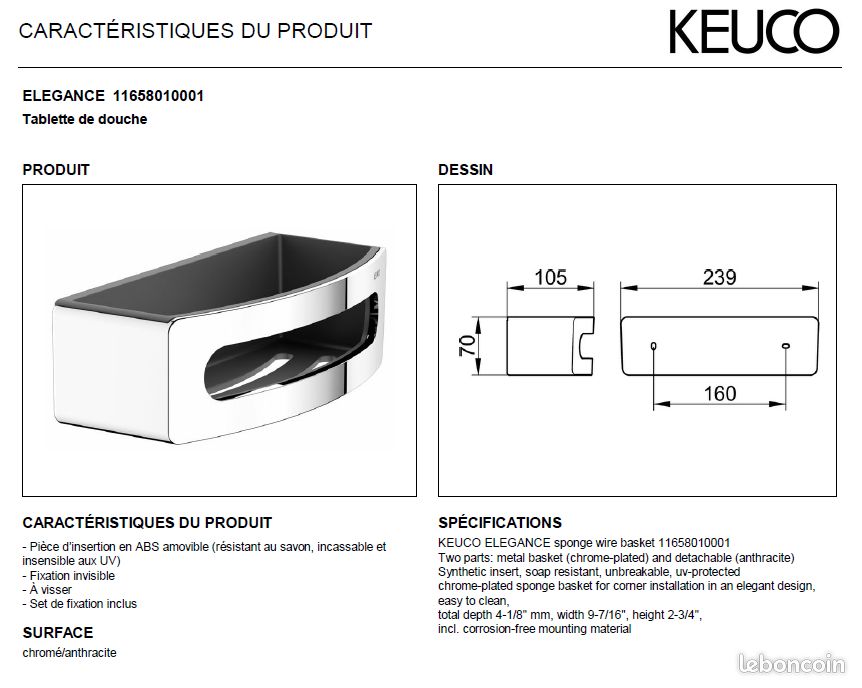 Tablette de douche KEUCO (image 7)
