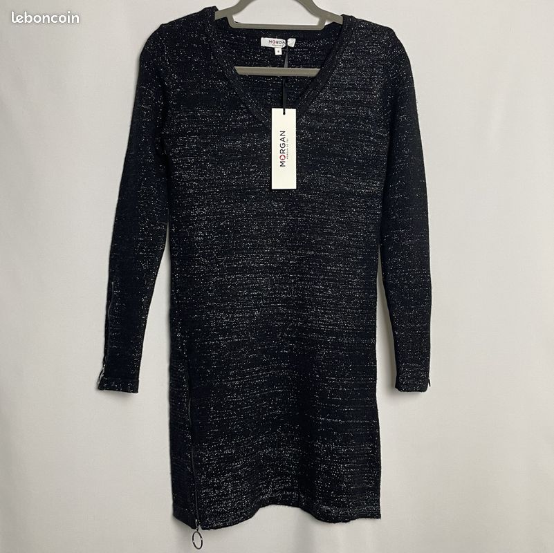 Morgan Robe Noir Paillette Robe Morgan Paillette Robe Argentée Et