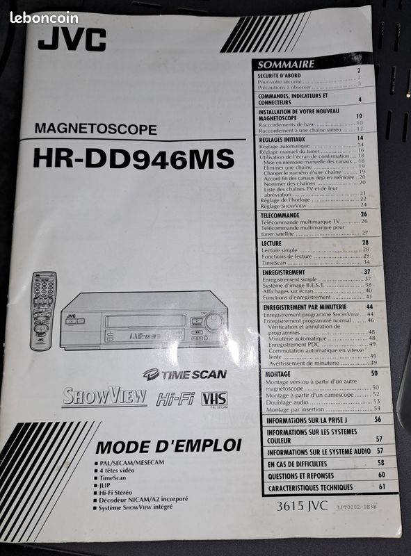 Magnetoscope VHS JVC HR-J770MS (4 têtes) Avec Télécommande Fonctionnel Teste - Photo, audio & vidéo