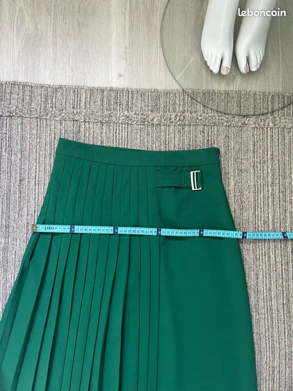 Mini Jupe à Carreaux Taille Haute Plissée Confortable Courte Classique Automne et Hiver Slim Élégante Skinny, Bleu, M
