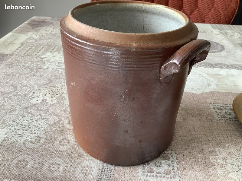 Pot à graisse en grès émaillé marron (image 6)