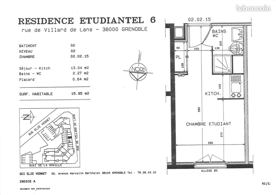 Appartement 1 pièce 16 m² · à Grenoble · 16 m² · 397 €