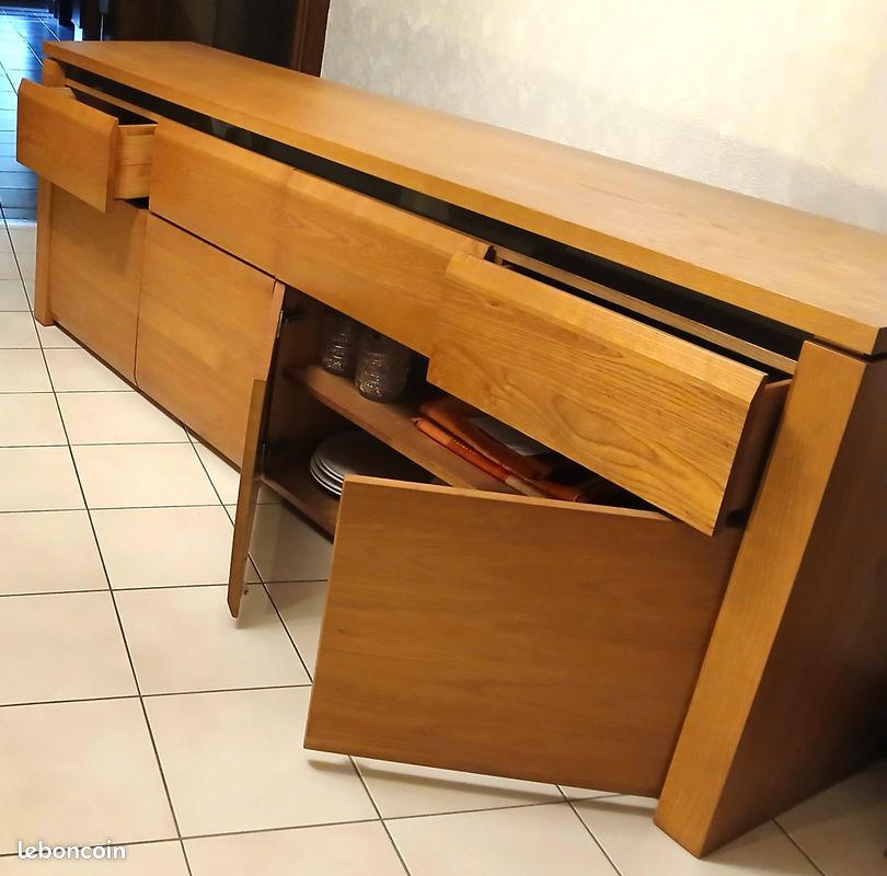 Meuble Bas Buffet - Bois Beige - Pour Salon Ou Salle à Manger - Occasion