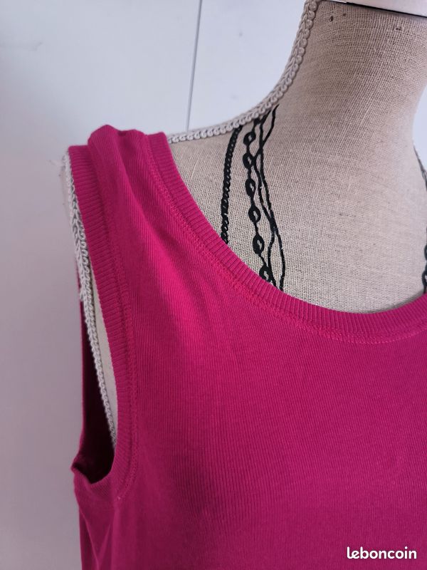Débardeur Rose Foncé Camaïeu Femme Taille S (36) - Bon état, Sans Manches