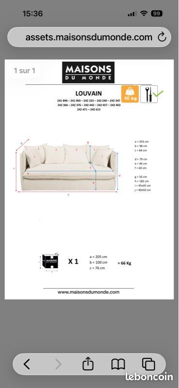 Vends 2 canapés et fauteuil Louvain Maisons du Monde (image 9)