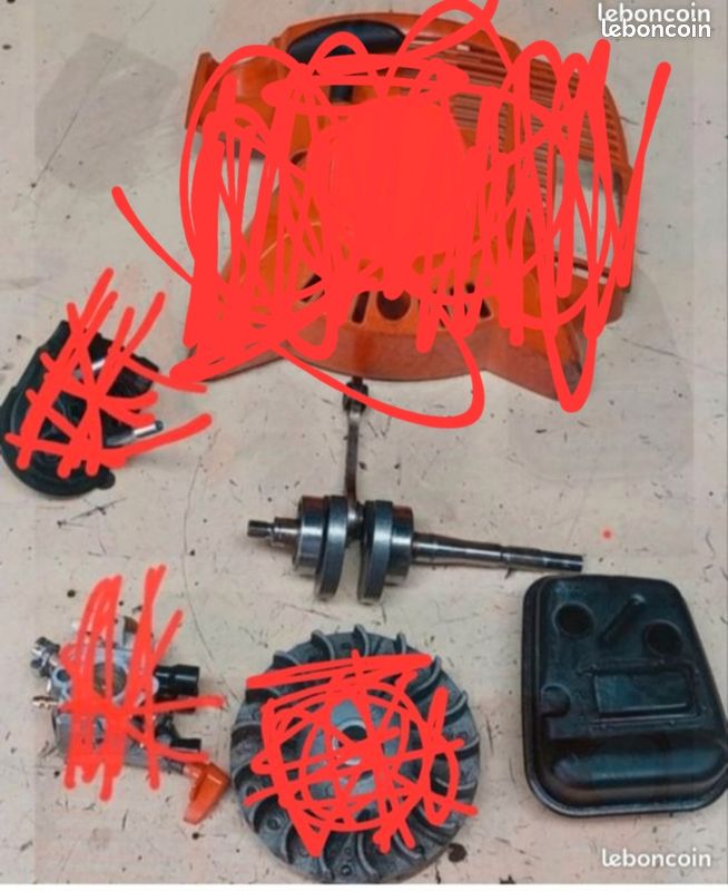 Pièces débroussailleuse stihl FS 56 vilebrequin et échappement (image 1)