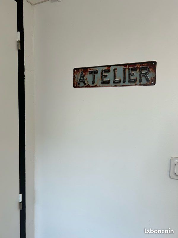 Plaque ATELIER en métal effet rouillé/ décoration/ magasin/ maison/ cave/ garage/ bricolage Effet rouillée, plaque plate sans relief 40×10cm (image 4)