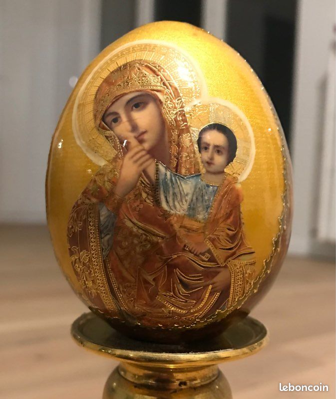 Lot de 12 œufs de Pâques russes en bois vernis (image 1)