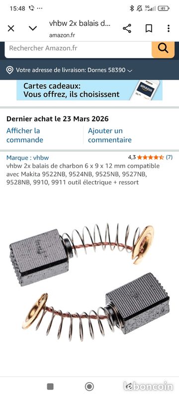 Le lot de 2 balais Charbons RYOBI 6.3 x 13.3 x 17 / 18.5 mm Scie Meuleuse Rabot