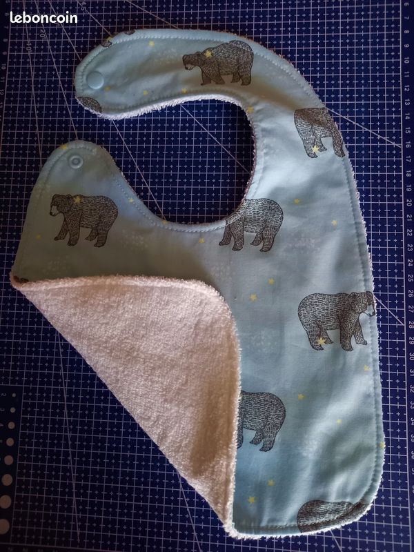 Bavoir bébé 0/ 1 an, tissu ours Baloo + tissu éponge (image 4)
