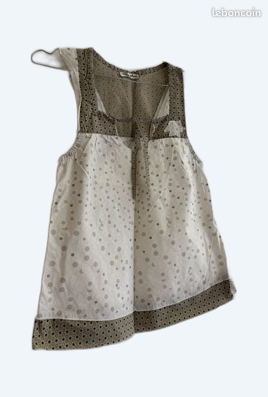 Haut pur coton blanc et beige Bizzbee (image 1)