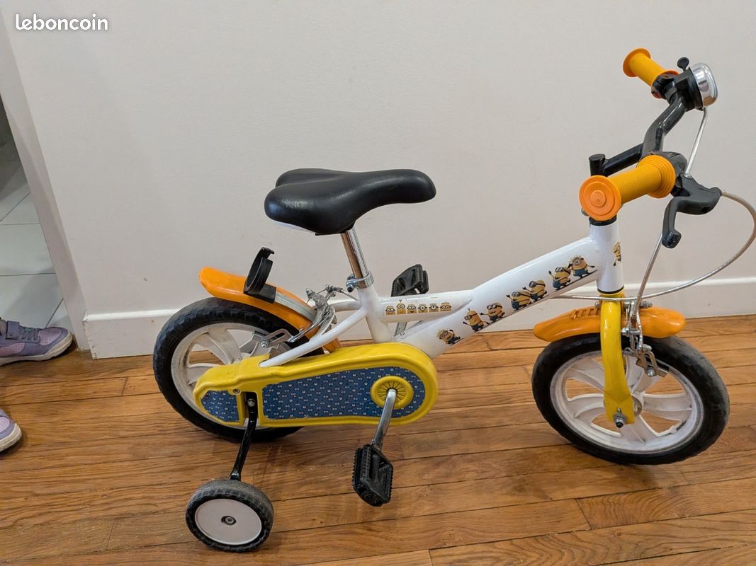 Vélo Enfant 14 Pouces – Double Frein, Roues Stabilisatrices, Siège Réglable 43-49 Cm – Pour 3-6 Ans