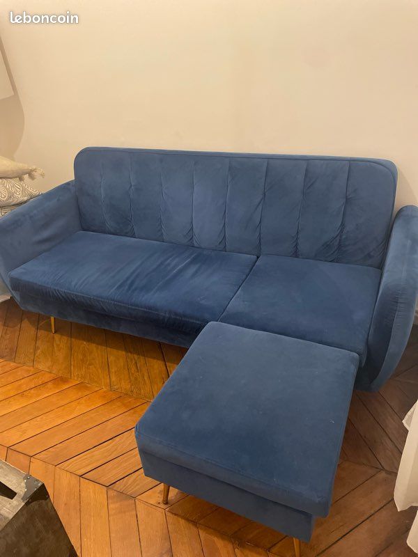 Canapé velou bleue nuit (image 1)