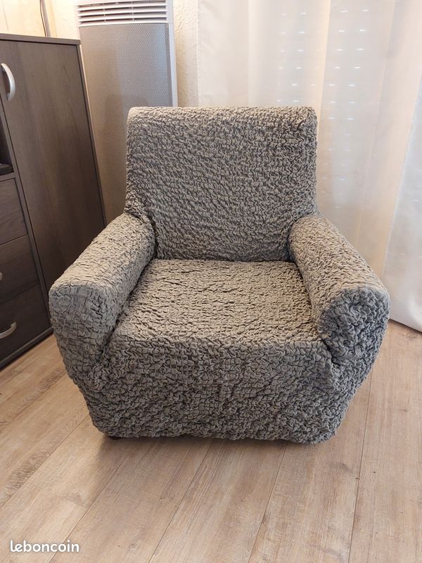 6 housses de canapé et de fauteuil extensibles - fabrication ITALIENNE - 3 housses NEUVES + 3 housses TBE (image 4)