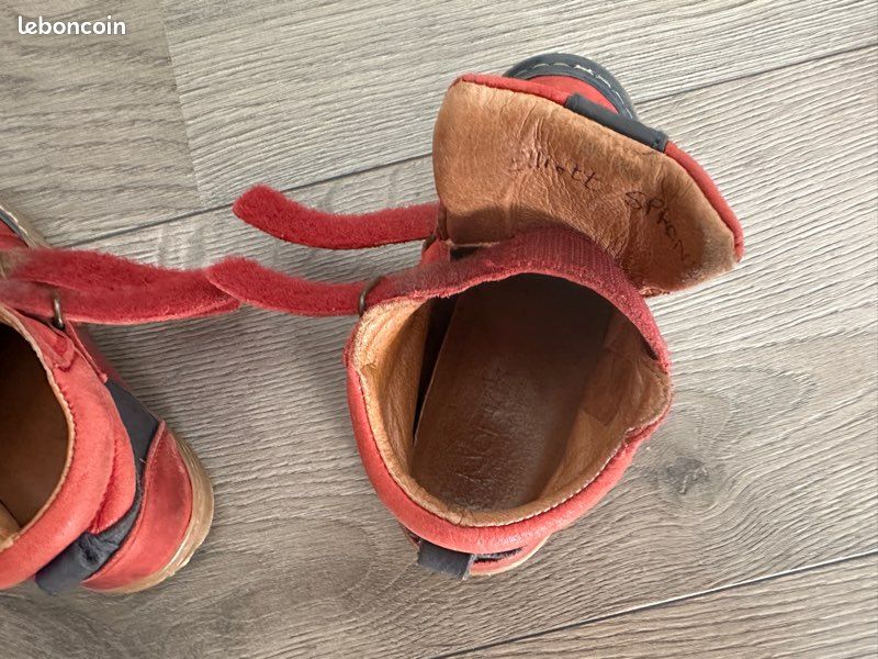 Chaussures montantes scratchs Norvik cuir rouge – 27 (image 13)