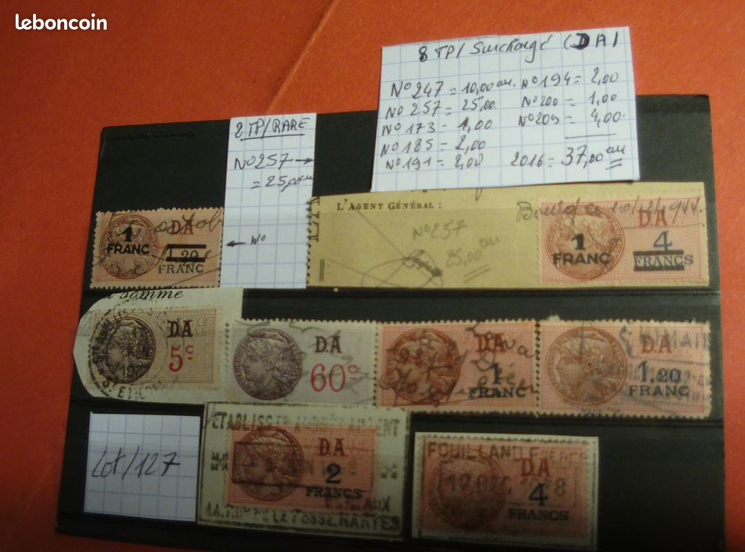 8 Timbres FISCAUX Surchargés (DA)Differents (image 6)