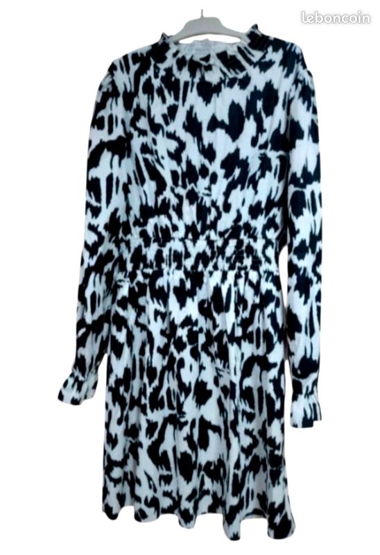 Robe midi manches et col corolle (image 2)