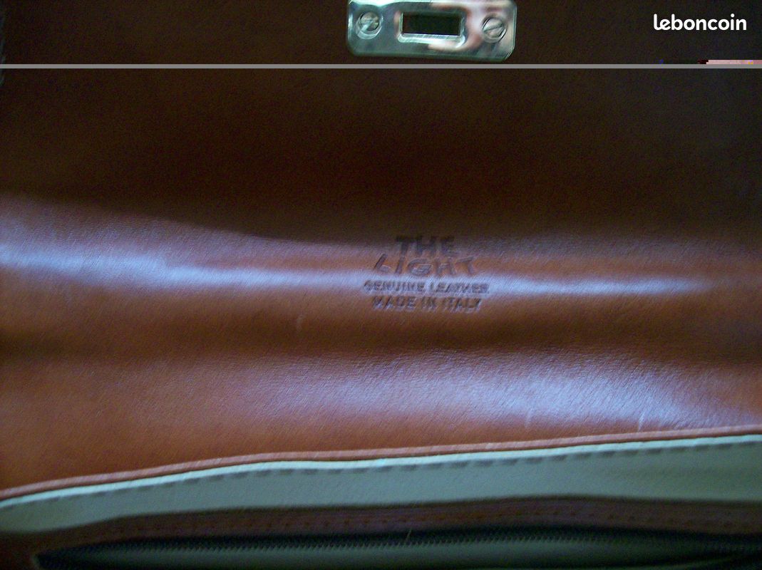 Sac à Main Vintage THE LIGHT En Cuir Cognac - Taille Moyenne, Fermeture éclair, Très Bon état