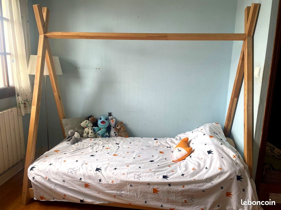 ✨ Lits Tipi de rêve 90×190 – Bois français – Chambre magique garantie Offrez à votre enfant sa petite cabane rien qu'à lui 🏕️💫 (image 2)
