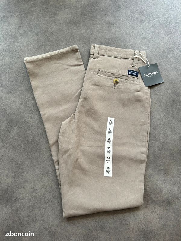 Chino Indochino slim fit beige neuf avec étiquette taille 30 us 40 fr pantalon homme (image 1)