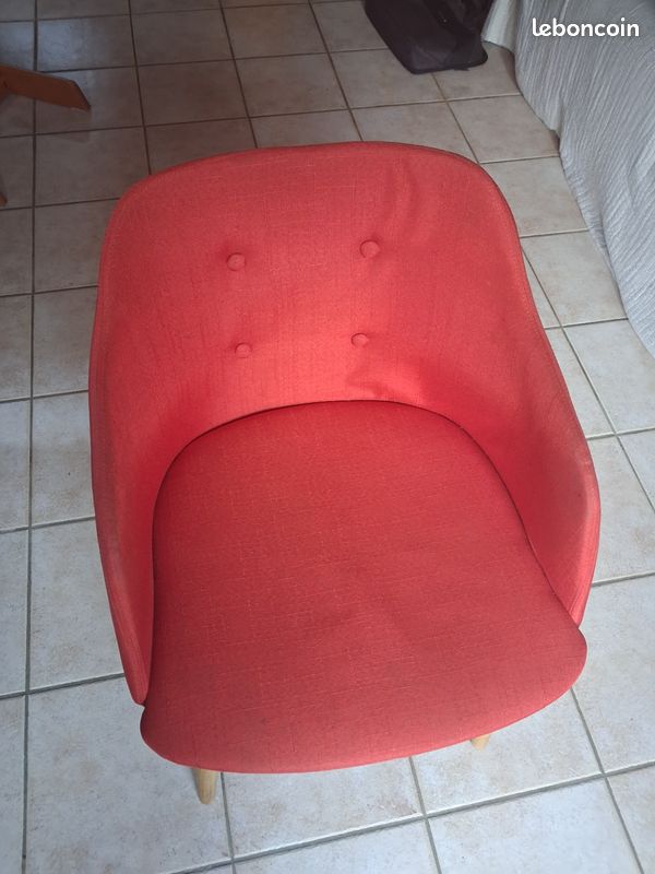 Lot 3 fauteuils tissu rouge (image 2)