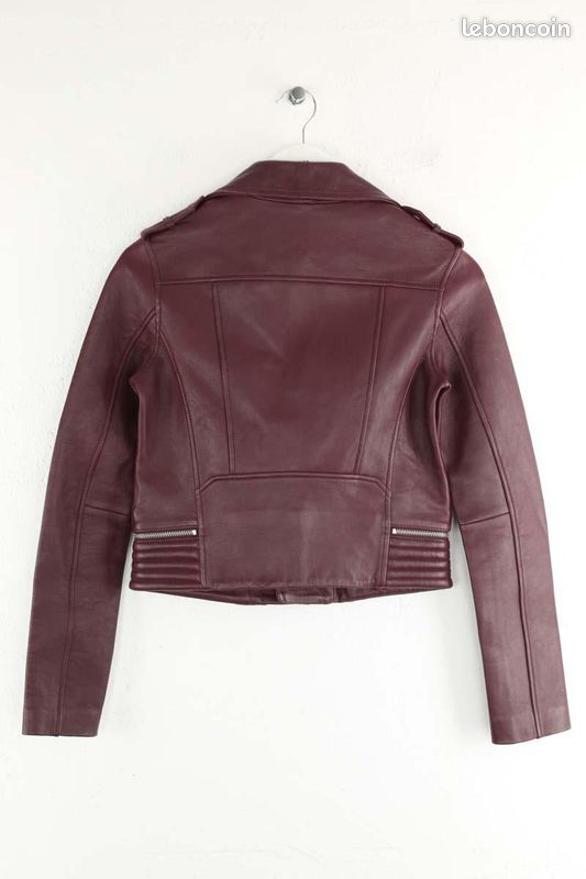 Veste en cuir bordeaux Maje Vêtements