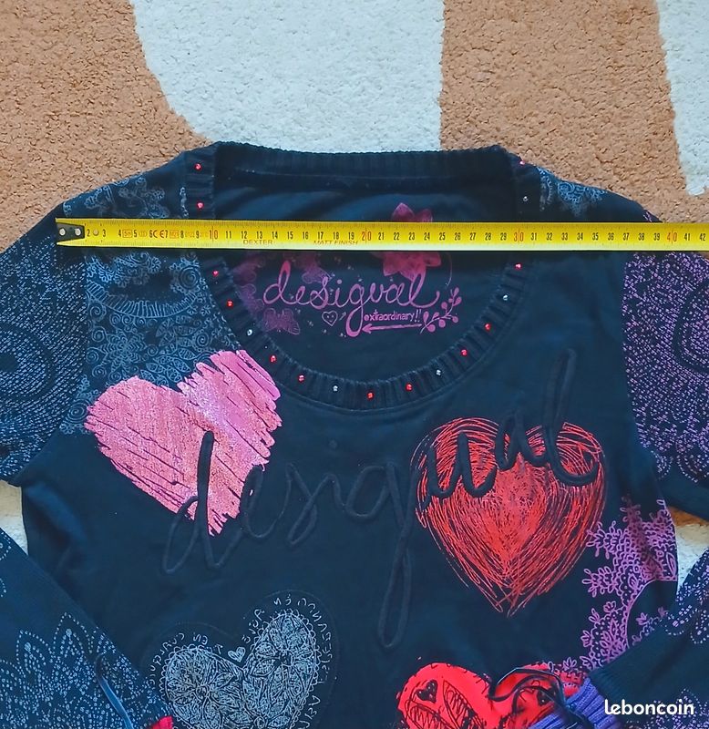 Haut manches longues Desigual - Motifs Cœurs & Mandalas | Taille M (image 5)