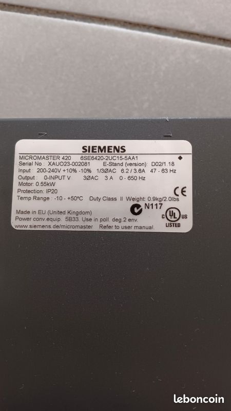 Variateur Siemens micromaster 420 mono tri (image 2)