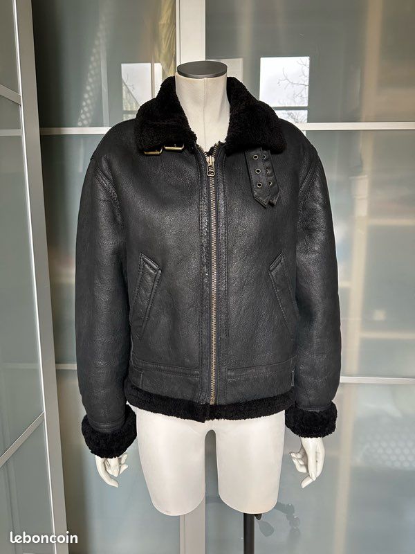 Bombardier femme cuir noir Vêtements